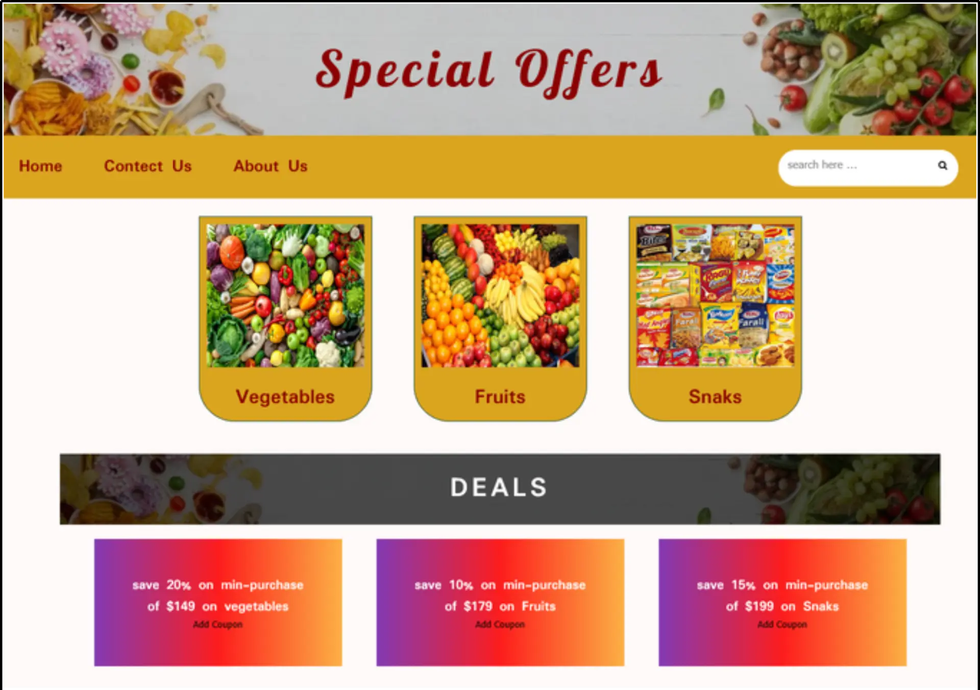 E-Commerce Website – Special Offers website mockup